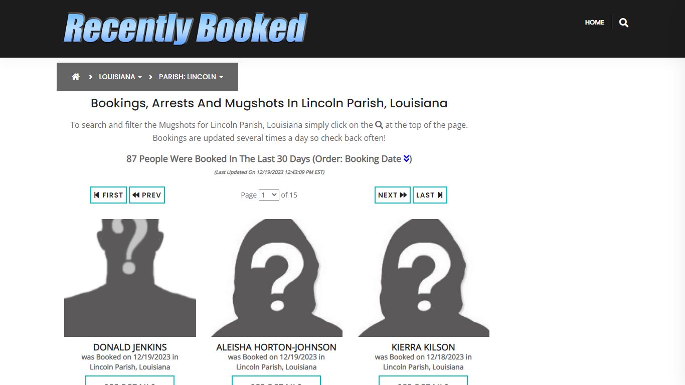Bookings, Arrests and Mugshots in Lincoln Parish, Louisiana