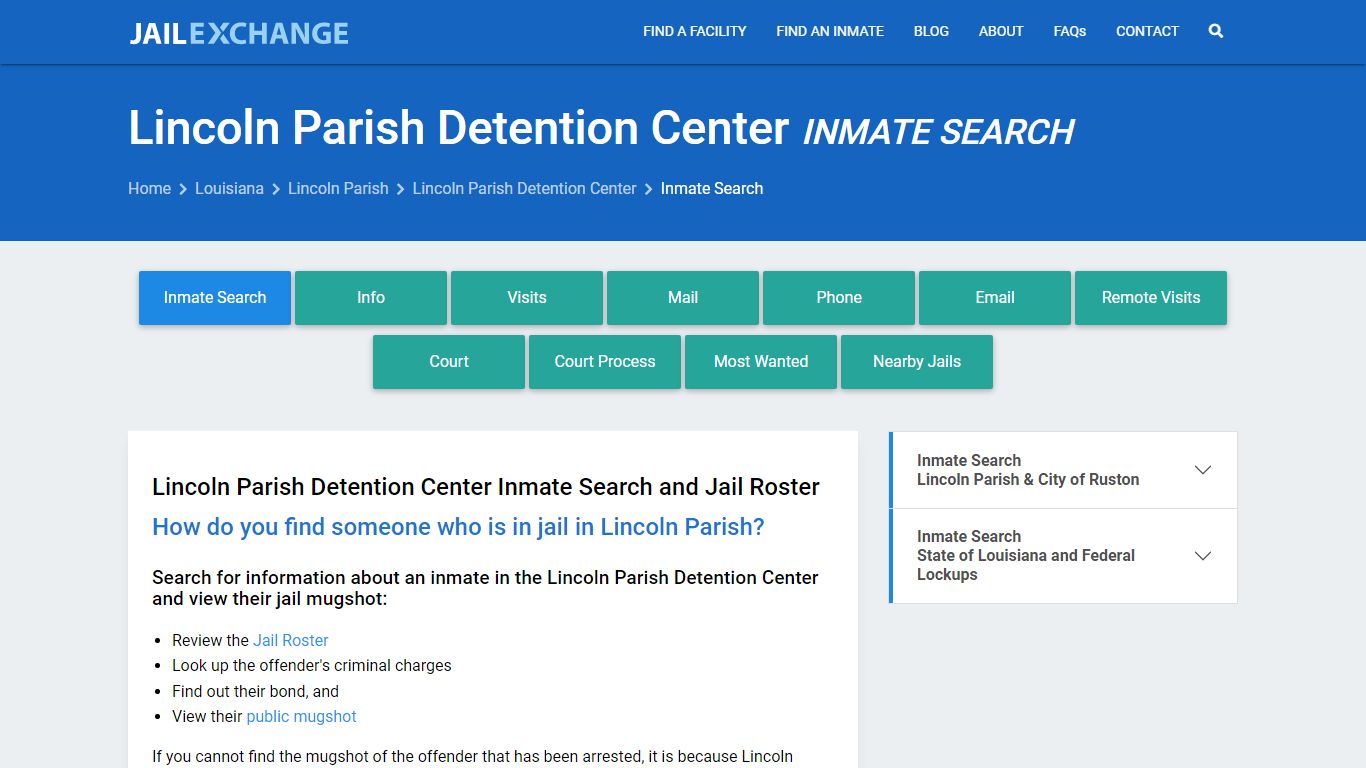 Lincoln Parish Detention Center Inmate Search - Jail Exchange