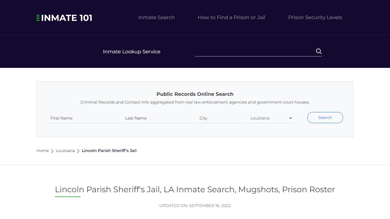 Lincoln Parish Sheriff's Jail, LA Inmate Search, Mugshots, Prison ...